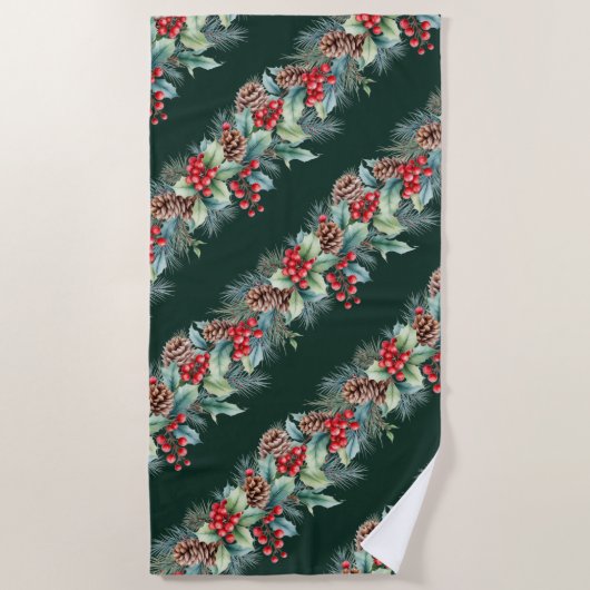 Rustic Watercolor Border Strandtuch (Vorderseite)