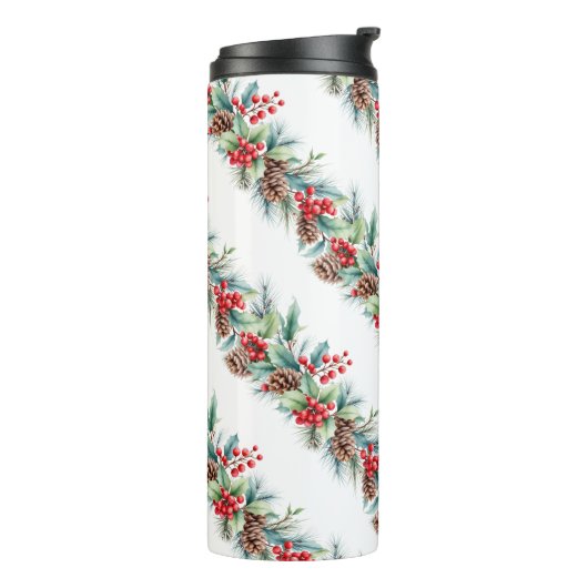 Rustic Watercolor Border Thermosbecher (Nach links gedreht)