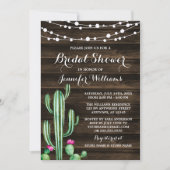 Rustic Watercolor Cactus Barn Wood Brautparty Einladung (Vorderseite)