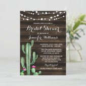 Rustic Watercolor Cactus Barn Wood Brautparty Einladung (Stehend Vorderseite)