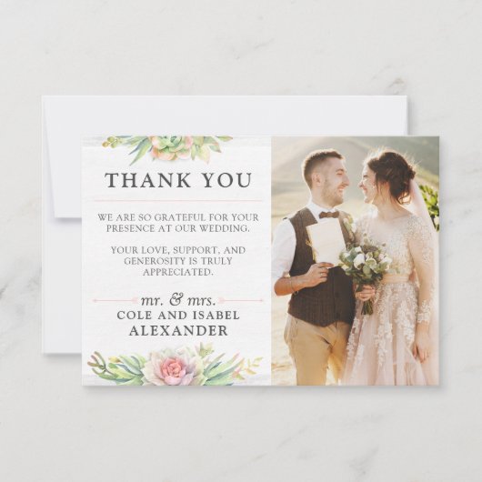 Rustic Watercolor Cactus Wedding Danke Foto (Vorderseite)