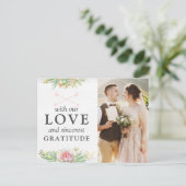 Rustic Watercolor Cactus Wedding Danke Foto Postkarte (Stehend Vorderseite)