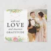 Rustic Watercolor Cactus Wedding Danke Foto Postkarte (Vorderseite)