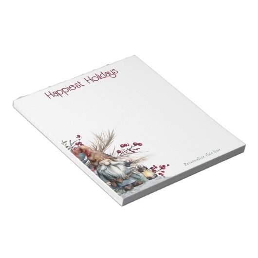 Rustic Watercolor Christmas Gnome Personalized Notizblock (angewinkelt)