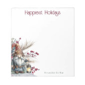 Rustic Watercolor Christmas Gnome Personalized Notizblock (Vorderseite)