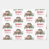 Rustic Watercolor Christmas Lantern Pine Berries Geschenkpapier Set (Vorderseite 3)