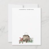 Rustic Watercolor Christmas Lantern Pine Berries Mitteilungskarte (Vorderseite)