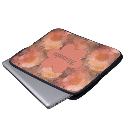 Rustic Watercolor Daisy Floral Pattern Laptopschutzhülle (Vorne Knopf)