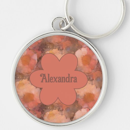 Rustic Watercolor Daisy Floral Pattern Schlüsselanhänger (Vorne)