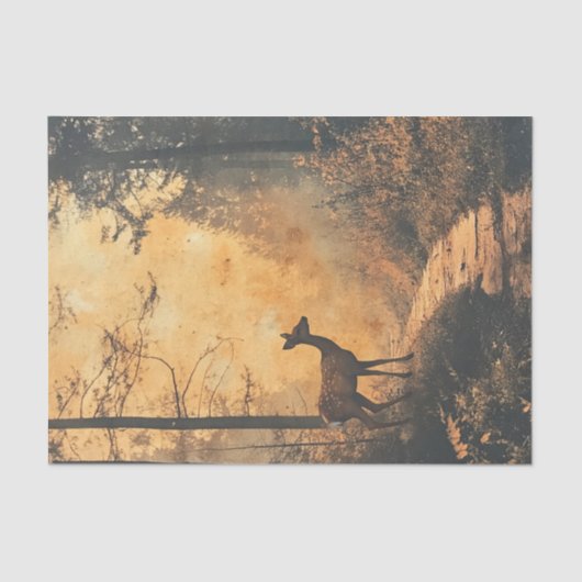 Rustic Watercolor Deer Doe on Forest Trail Seidenpapier (Vorderseite)