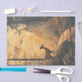 Rustic Watercolor Deer Doe on Forest Trail Seidenpapier (Handwerk)