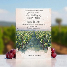 Rustic Watercolor Elegant Vineyard Wedding Einladung