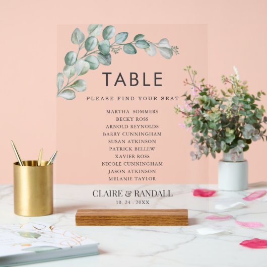 Rustic Watercolor Eucalyptus Greenery Wedding Acrylschild (Hochzeit)