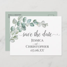 Rustic Watercolor Eucalyptus Greenery Wedding Ankündigungspostkarte