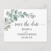 Rustic Watercolor Eucalyptus Greenery Wedding Ankündigungspostkarte (Vorderseite)