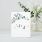 Rustic Watercolor Eucalyptus Greenery Wedding Dankeskarte (Stehend Vorderseite)