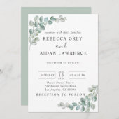 Rustic Watercolor Eucalyptus Greenery Wedding Einladung (Vorne/Hinten)