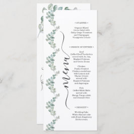 Rustic Watercolor Eucalyptus Greenery Wedding Menükarte