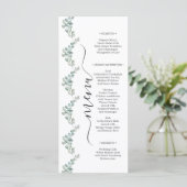 Rustic Watercolor Eucalyptus Greenery Wedding Menükarte (Stehend Vorderseite)