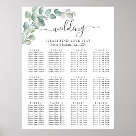 Rustic Watercolor Eucalyptus Greenery Wedding Poster