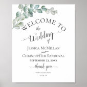 Rustic Watercolor Eucalyptus Greenery Wedding Poster (Vorne)