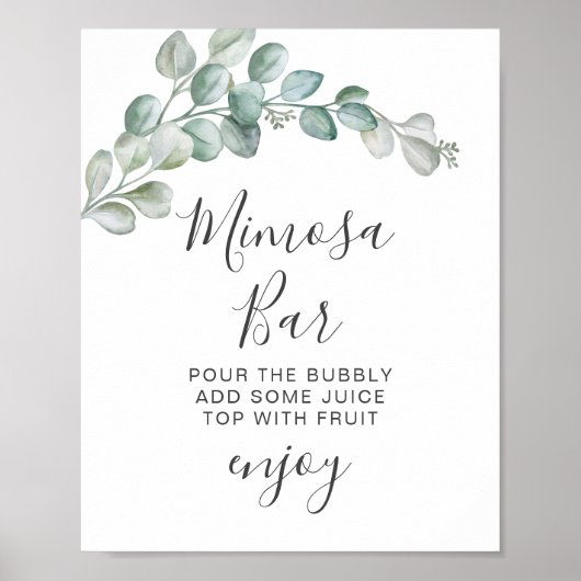 Rustic Watercolor Eucalyptus Greenery Wedding Poster (Vorne)