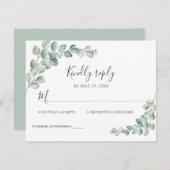 Rustic Watercolor Eucalyptus Greenery Wedding RSVP Karte (Vorne/Hinten)