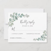 Rustic Watercolor Eucalyptus Greenery Wedding RSVP Karte (Vorderseite)