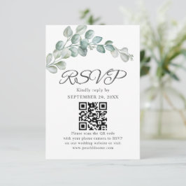 Rustic Watercolor Eucalyptus Greenery Wedding RSVP Karte