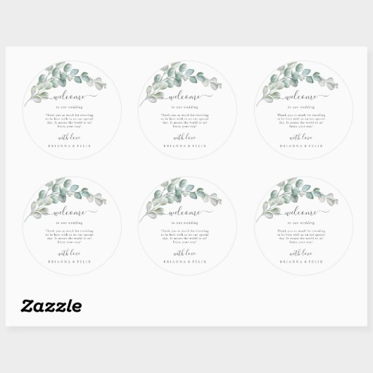 Rustic Watercolor Eucalyptus Greenery Wedding Runder Aufkleber (Blatt)