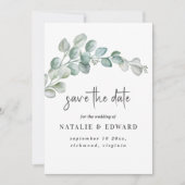 Rustic Watercolor Eucalyptus Greenery Wedding Save The Date (Vorderseite)
