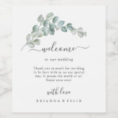 Rustic Watercolor Eucalyptus Greenery Wedding Weinetikett (Einzelnes Label)
