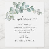 Rustic Watercolor Eucalyptus Greenery Wedding Weinetikett (Einzelnes Label)