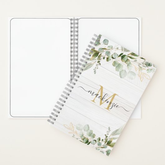 Rustic Watercolor Eucalyptus Monogram Notizblock (Innen)