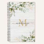Rustic Watercolor Eucalyptus Monogram Notizblock (Vorderseite)