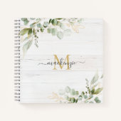 Rustic Watercolor Eucalyptus Monogram Notizblock (Vorderseite)