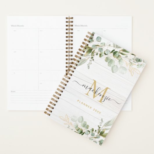Rustic Watercolor Eucalyptus Monogram Planer (Anzeige)