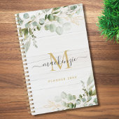 Rustic Watercolor Eucalyptus Monogram Planer