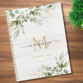 Rustic Watercolor Eucalyptus Monogram Planer