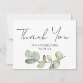 Rustic Watercolor Eucalyptus Wedding Dankeskarte (Vorderseite)