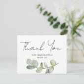 Rustic Watercolor Eucalyptus Wedding Dankeskarte (Stehend Vorderseite)