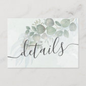 Rustic Watercolor Eucalyptus Wedding Details Begleitkarte (Vorderseite)