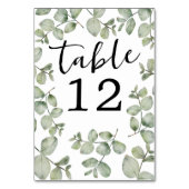 Rustic Watercolor Eucalyptus Wedding Table Number Tischnummer (Rückseite)