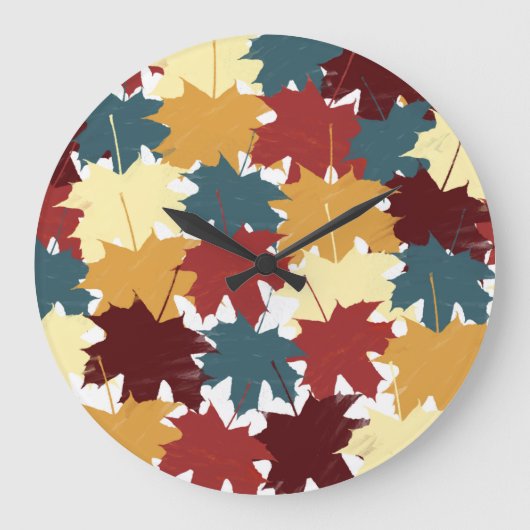 Rustic Watercolor Fall Autumn Leaves Große Wanduhr (Vorderseite)