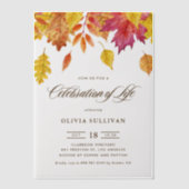 Rustic Watercolor Fall Leaves Celebration of Life Pergament Einladungen (Vorderseite)