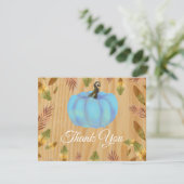 Rustic Watercolor Fall Pumpkin Blue Danke Karte (Stehend Vorderseite)