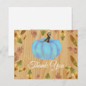 Rustic Watercolor Fall Pumpkin Blue Danke Karte (Vorne/Hinten)