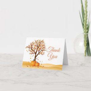 Rustic Watercolor Fall Pumpkin Blue Danke Karte