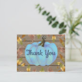 Rustic Watercolor Fall Pumpkin Blue Danke Karte (Stehend Vorderseite)