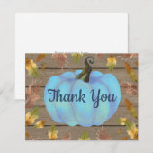 Rustic Watercolor Fall Pumpkin Blue Danke Karte (Vorne/Hinten)